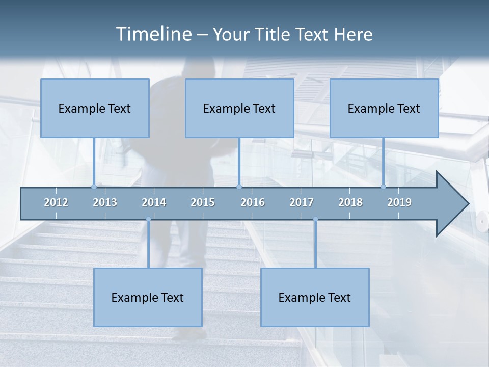 A Man Walking Down A Flight Of Stairs In A Building PowerPoint Template