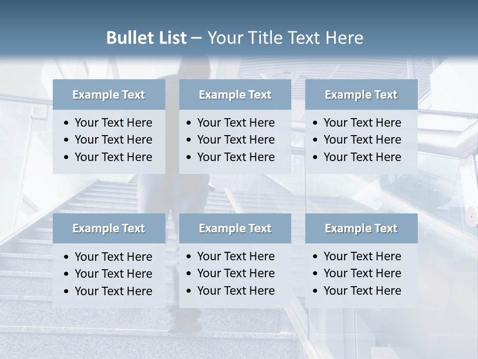A Man Walking Down A Flight Of Stairs In A Building PowerPoint Template