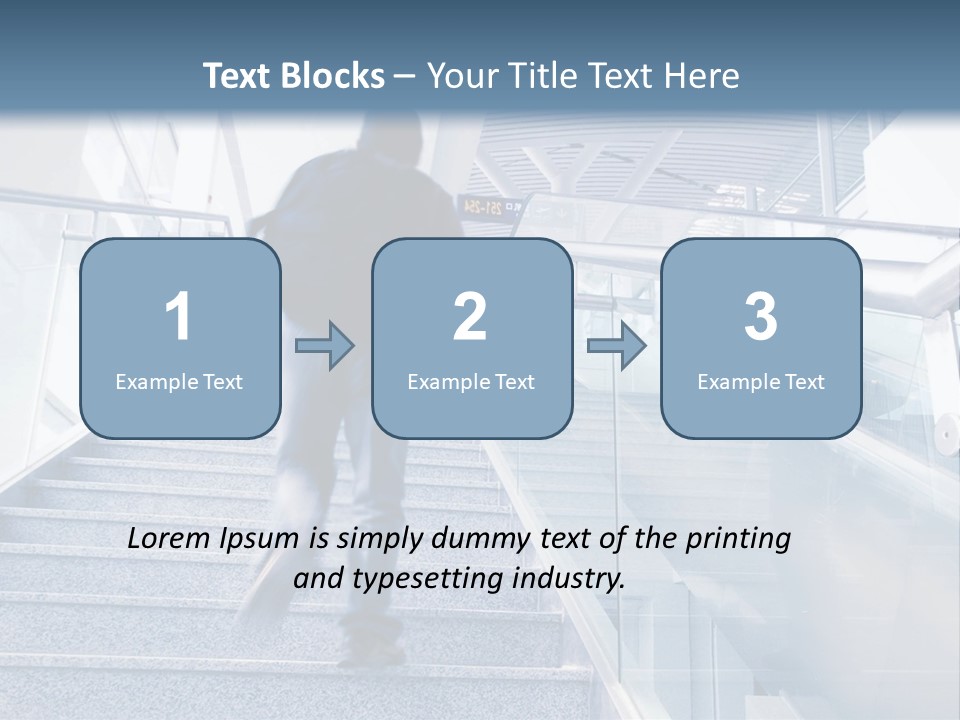A Man Walking Down A Flight Of Stairs In A Building PowerPoint Template