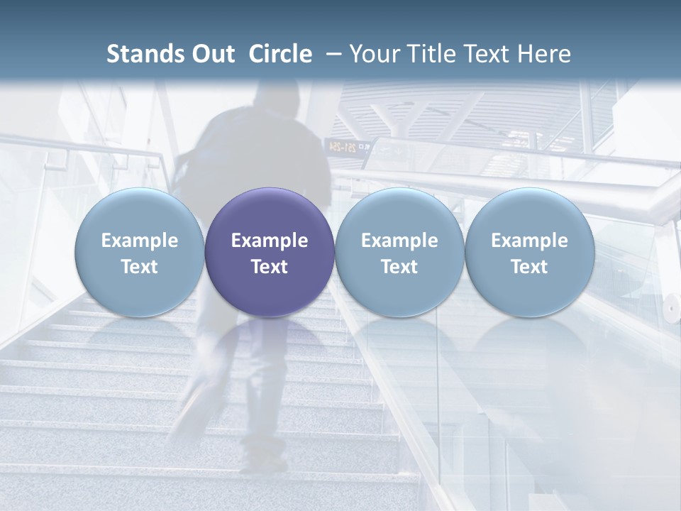 A Man Walking Down A Flight Of Stairs In A Building PowerPoint Template