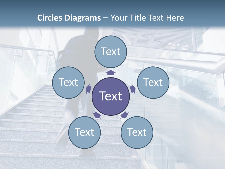 A Man Walking Down A Flight Of Stairs In A Building PowerPoint Template