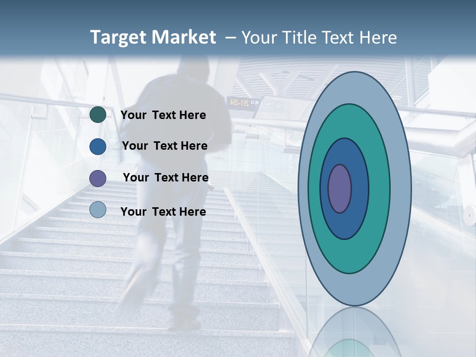 A Man Walking Down A Flight Of Stairs In A Building PowerPoint Template