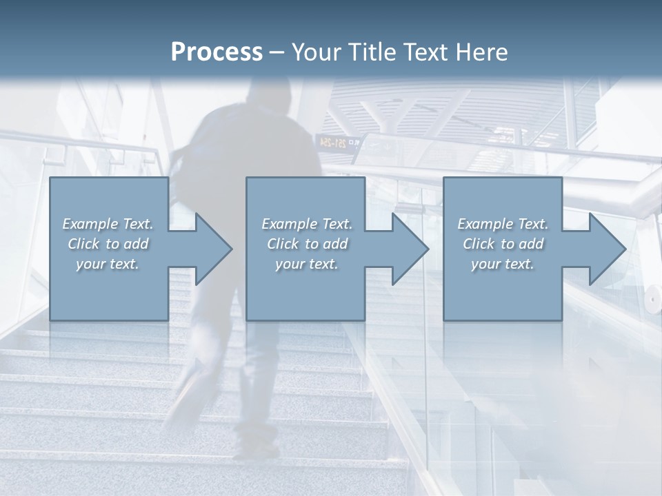 A Man Walking Down A Flight Of Stairs In A Building PowerPoint Template