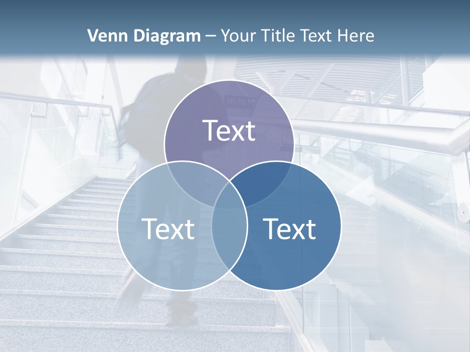 A Man Walking Down A Flight Of Stairs In A Building PowerPoint Template
