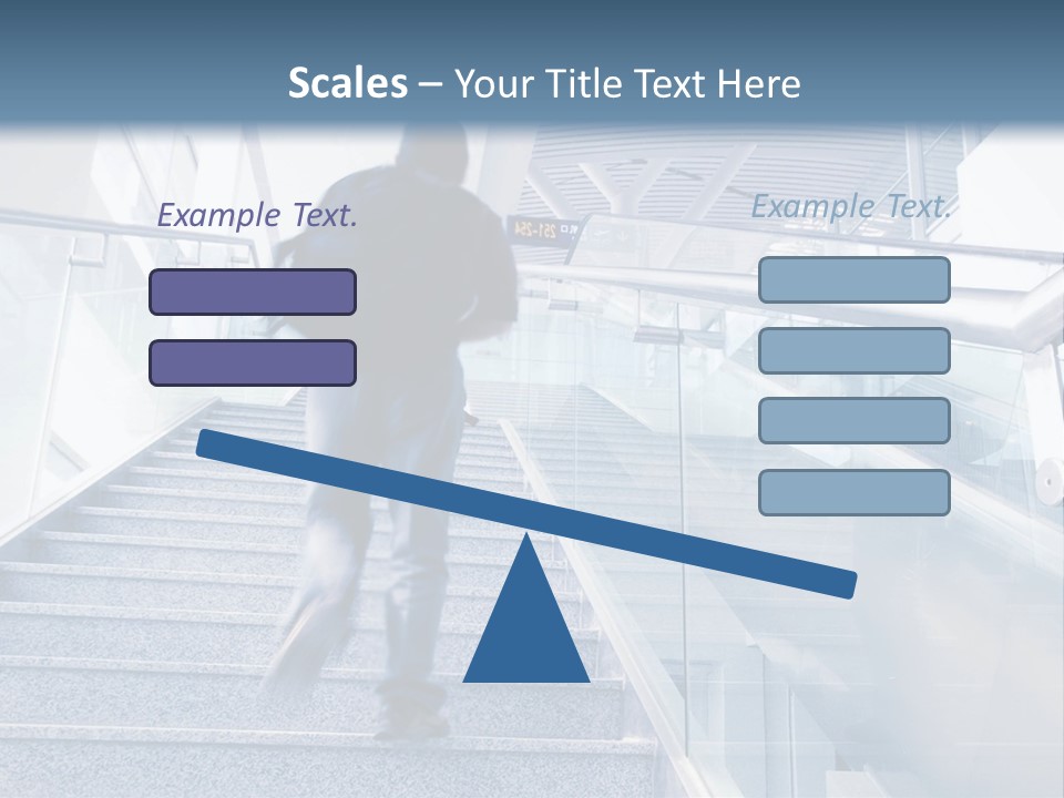 A Man Walking Down A Flight Of Stairs In A Building PowerPoint Template