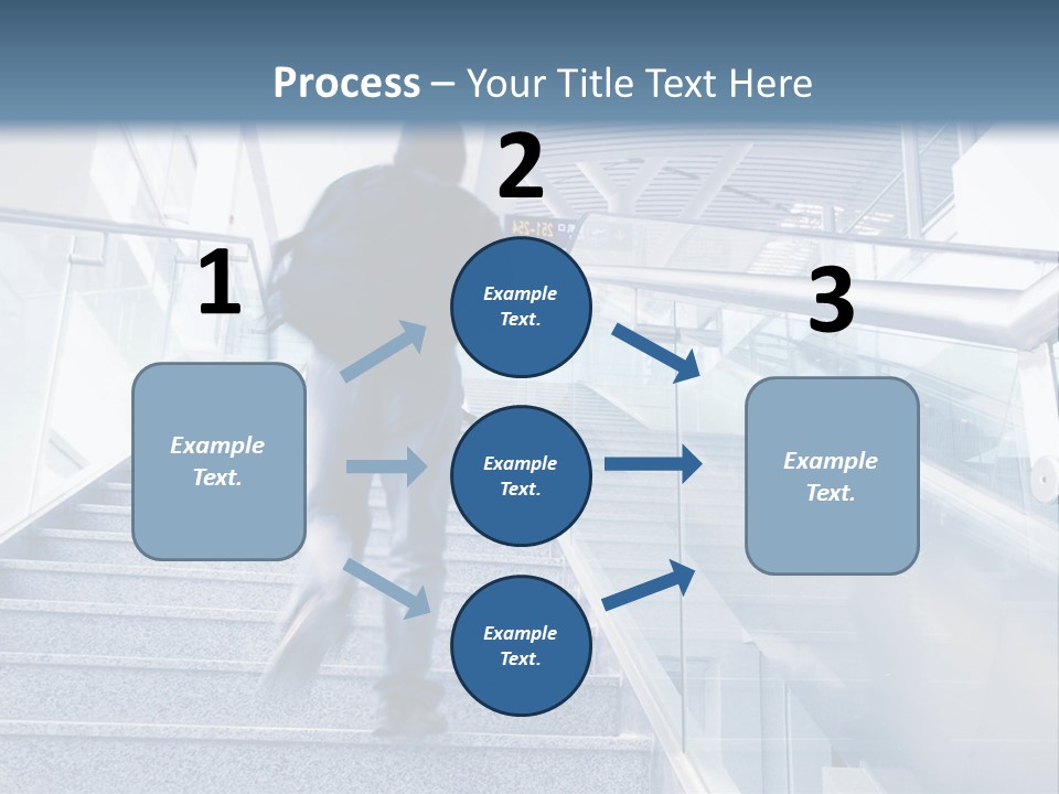 A Man Walking Down A Flight Of Stairs In A Building PowerPoint Template