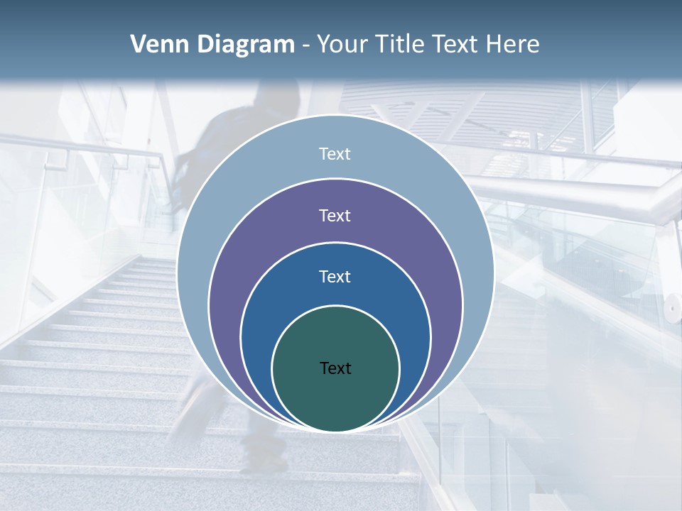 A Man Walking Down A Flight Of Stairs In A Building PowerPoint Template