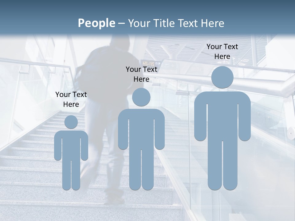 A Man Walking Down A Flight Of Stairs In A Building PowerPoint Template