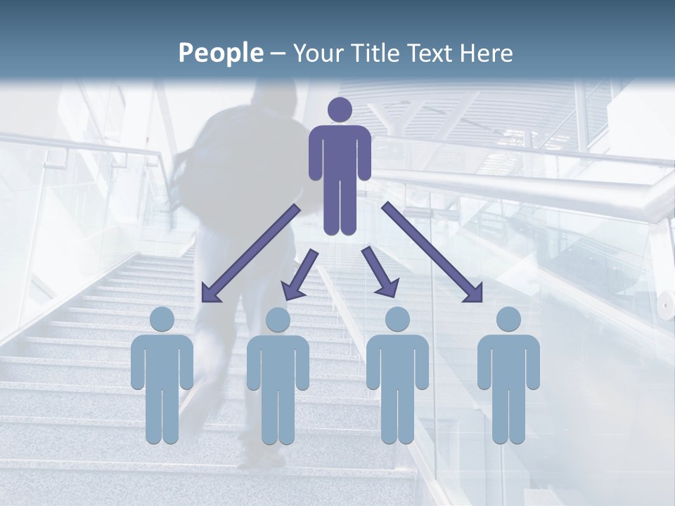 A Man Walking Down A Flight Of Stairs In A Building PowerPoint Template