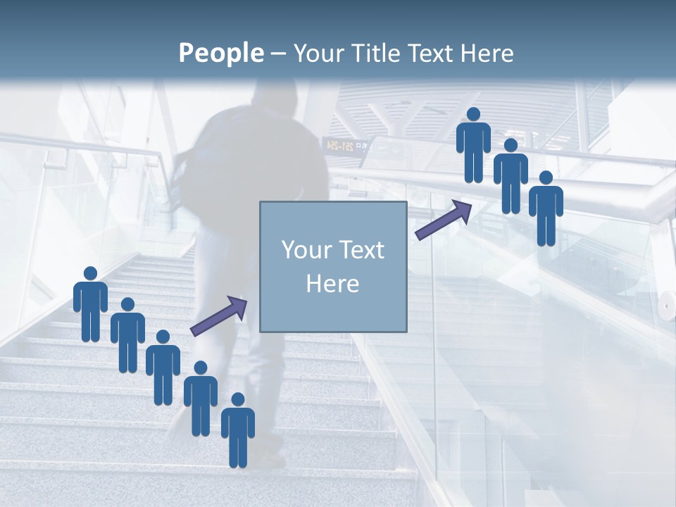 A Man Walking Down A Flight Of Stairs In A Building PowerPoint Template