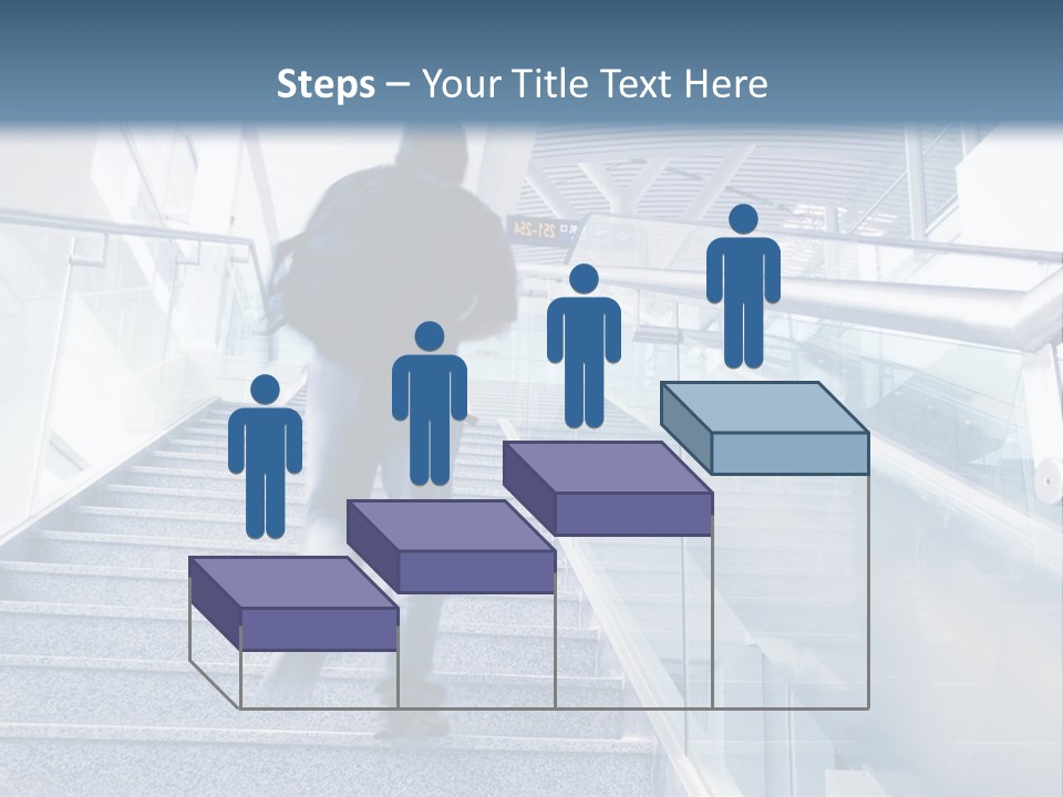 A Man Walking Down A Flight Of Stairs In A Building PowerPoint Template