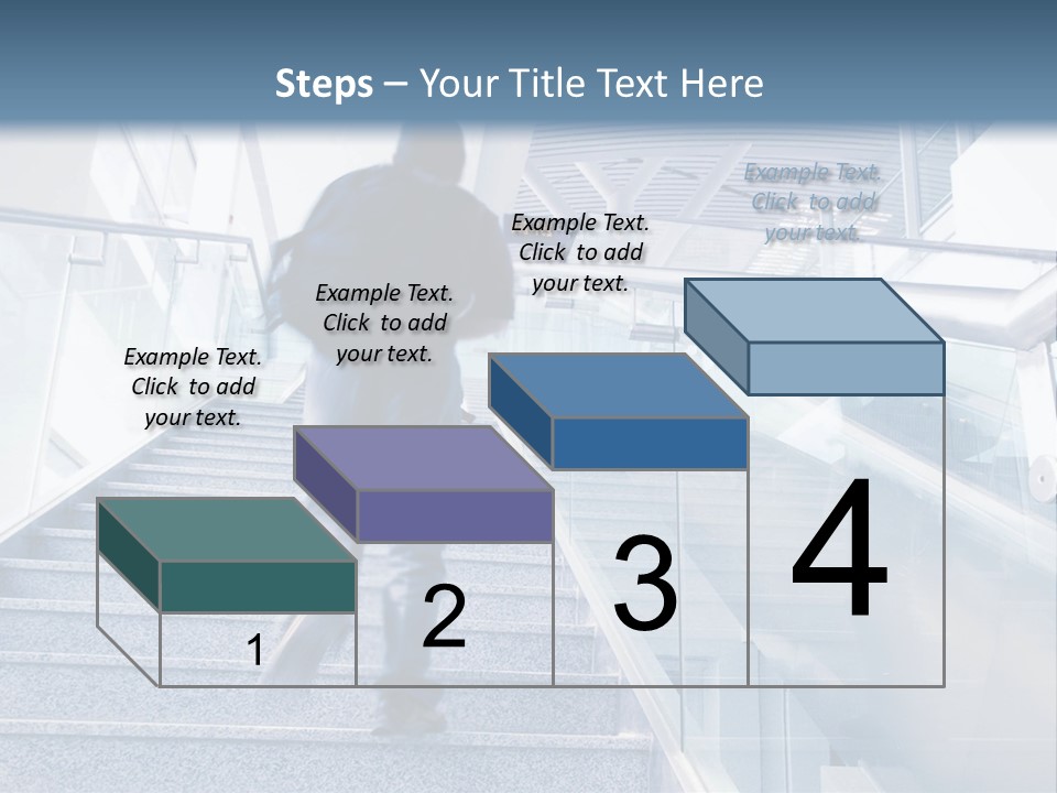 A Man Walking Down A Flight Of Stairs In A Building PowerPoint Template