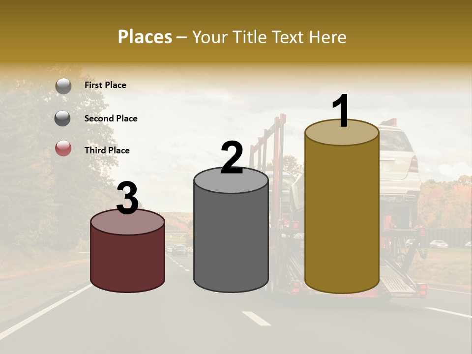 A Car Being Transported By A Truck On A Highway PowerPoint Template