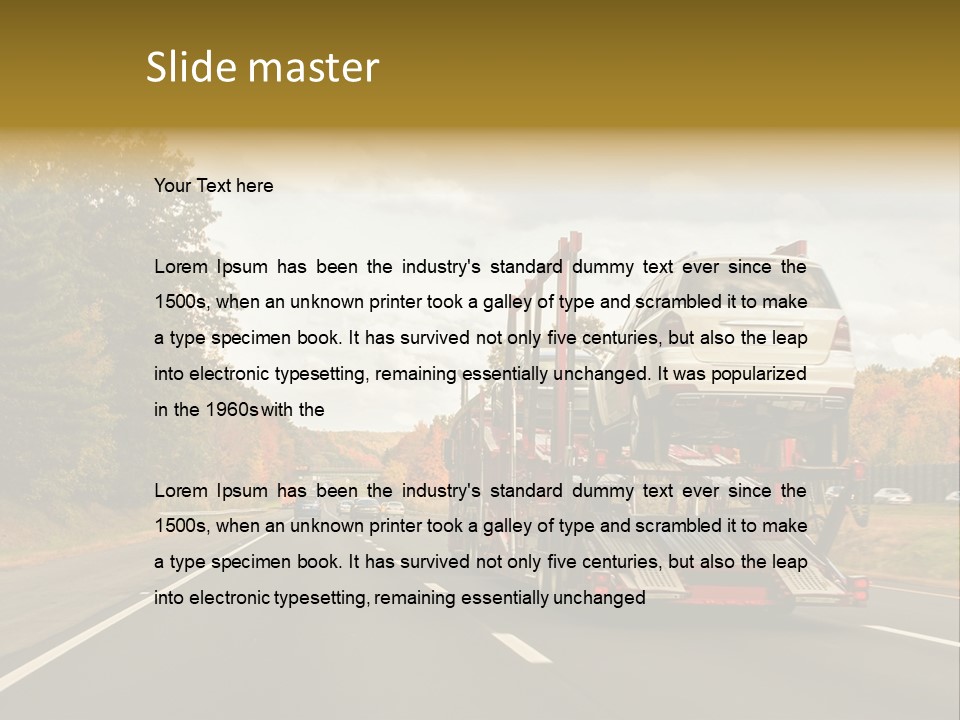 A Car Being Transported By A Truck On A Highway PowerPoint Template