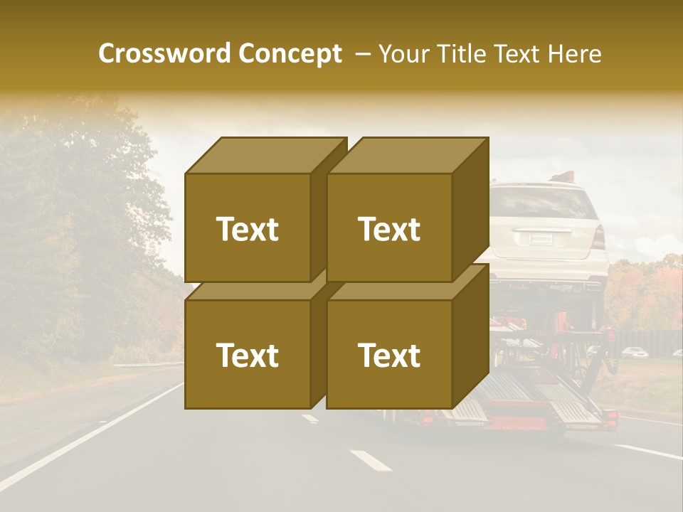 A Car Being Transported By A Truck On A Highway PowerPoint Template