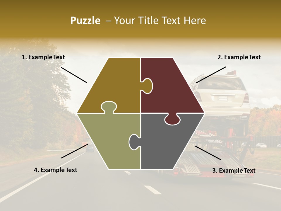 A Car Being Transported By A Truck On A Highway PowerPoint Template