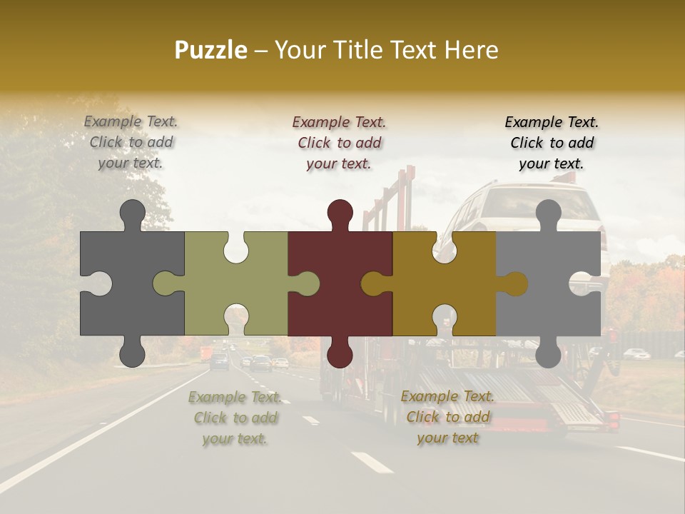 A Car Being Transported By A Truck On A Highway PowerPoint Template