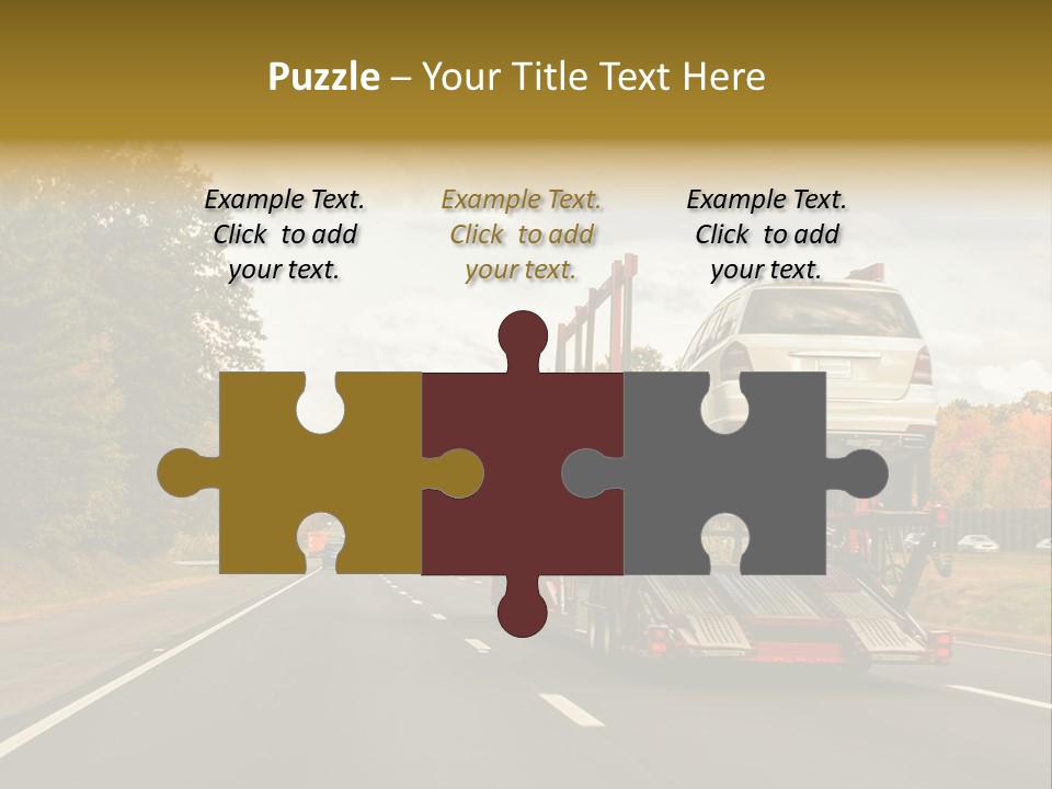 A Car Being Transported By A Truck On A Highway PowerPoint Template