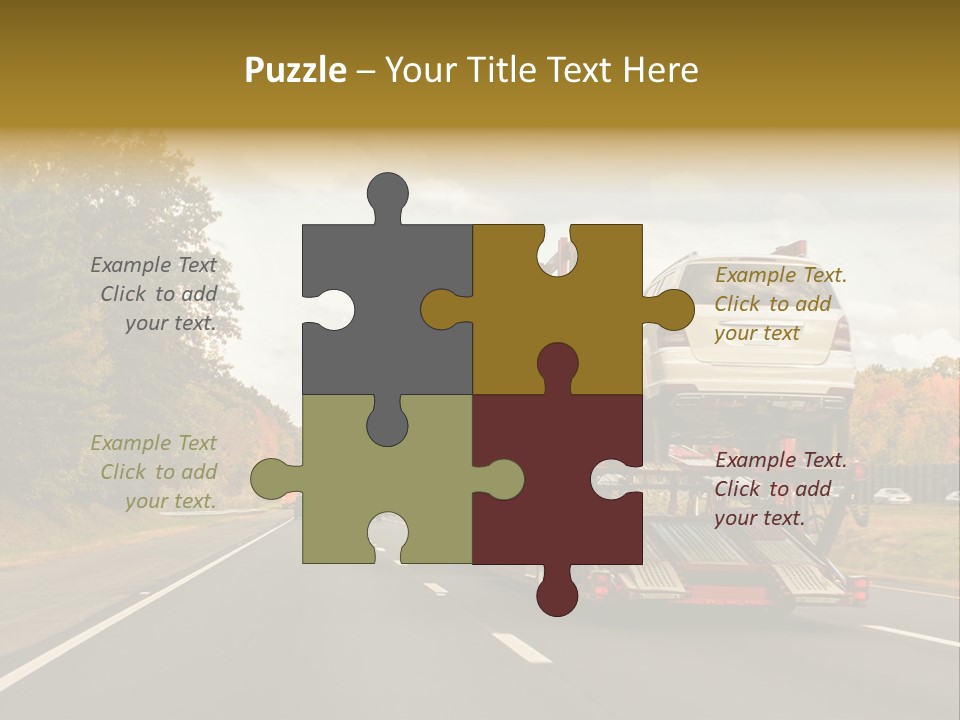 A Car Being Transported By A Truck On A Highway PowerPoint Template