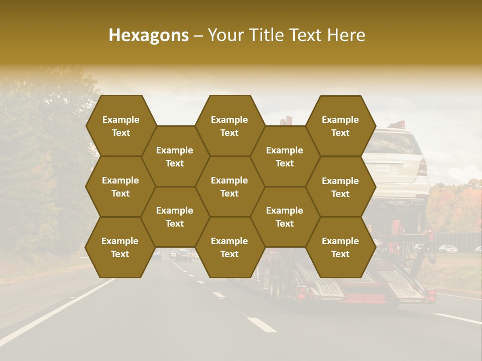 A Car Being Transported By A Truck On A Highway PowerPoint Template