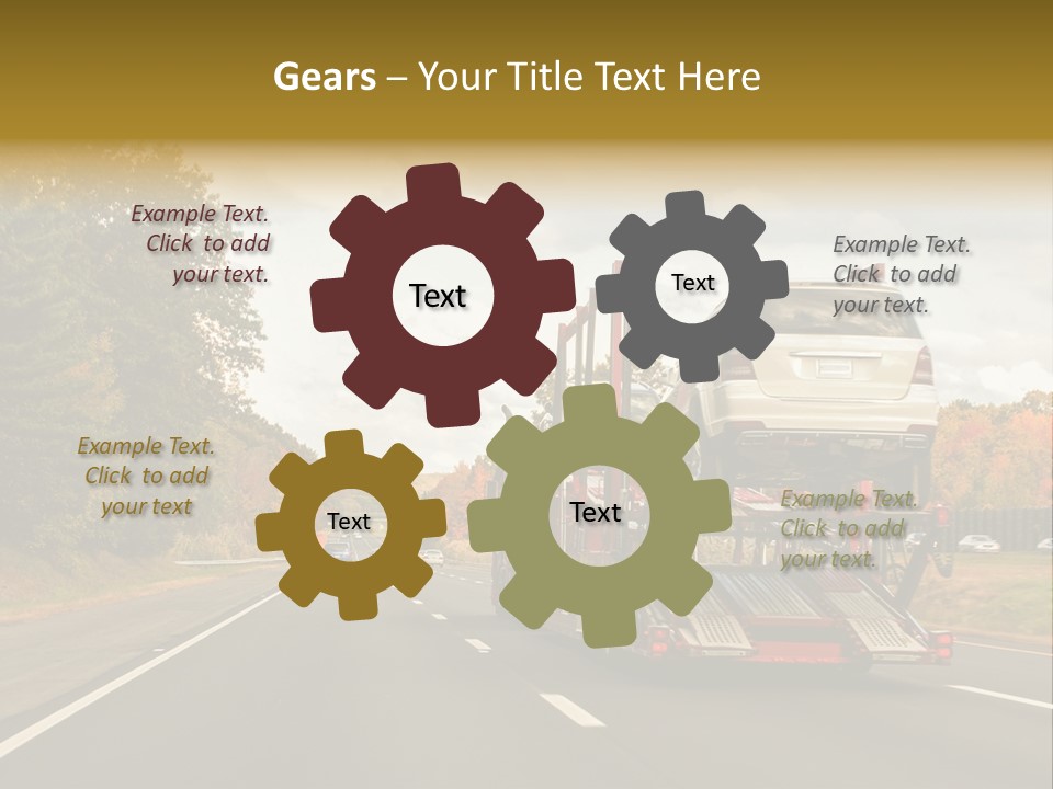 A Car Being Transported By A Truck On A Highway PowerPoint Template