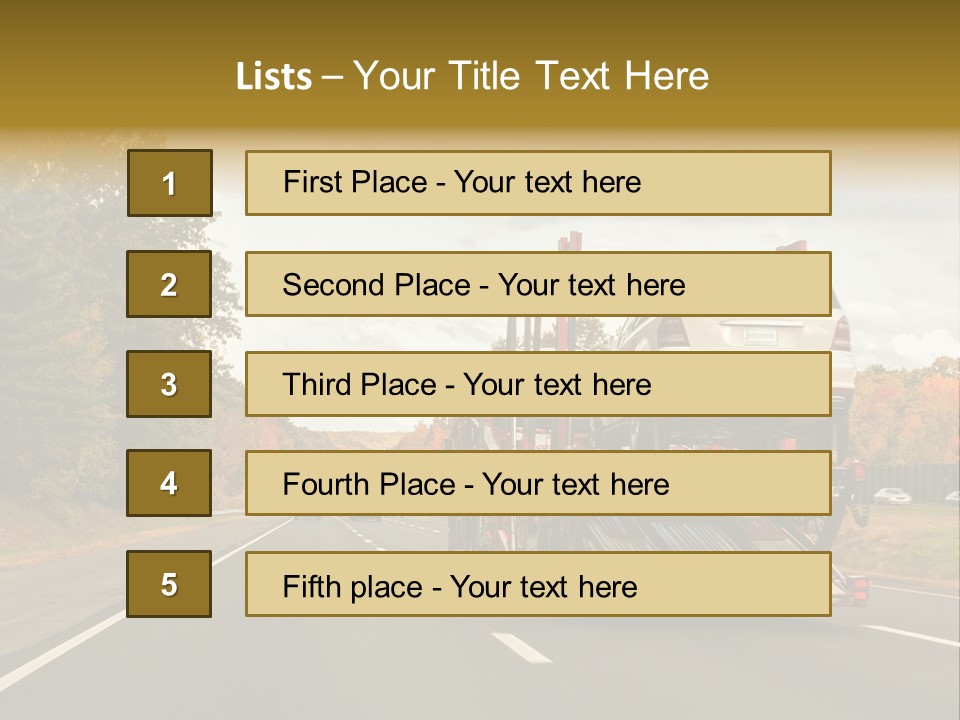 A Car Being Transported By A Truck On A Highway PowerPoint Template