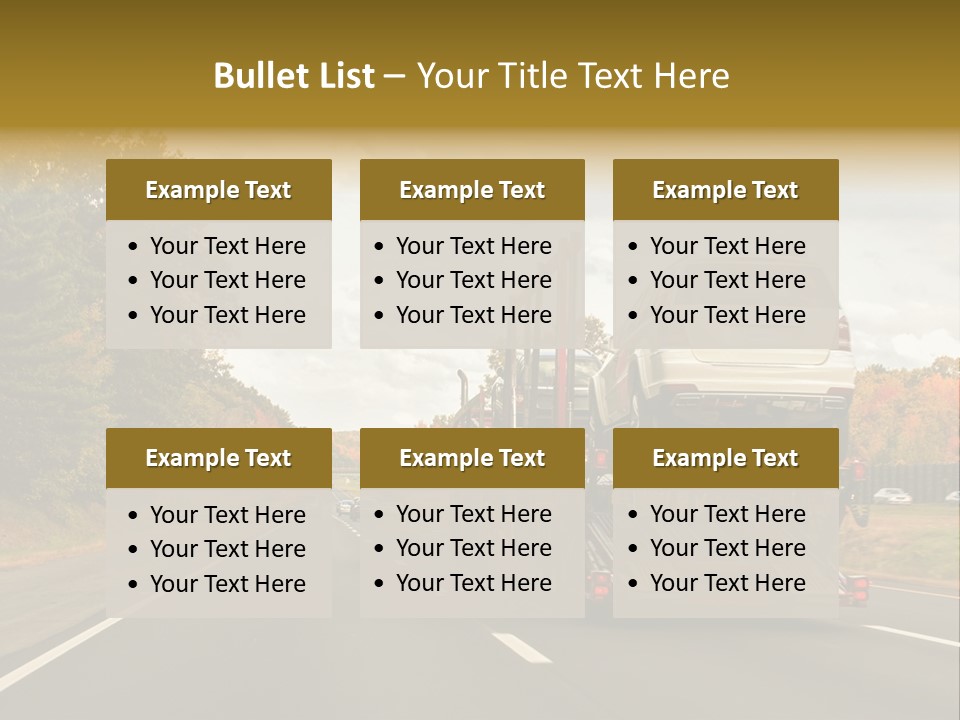 A Car Being Transported By A Truck On A Highway PowerPoint Template