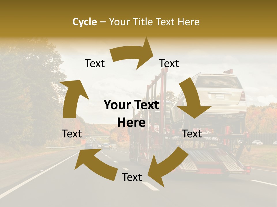 A Car Being Transported By A Truck On A Highway PowerPoint Template