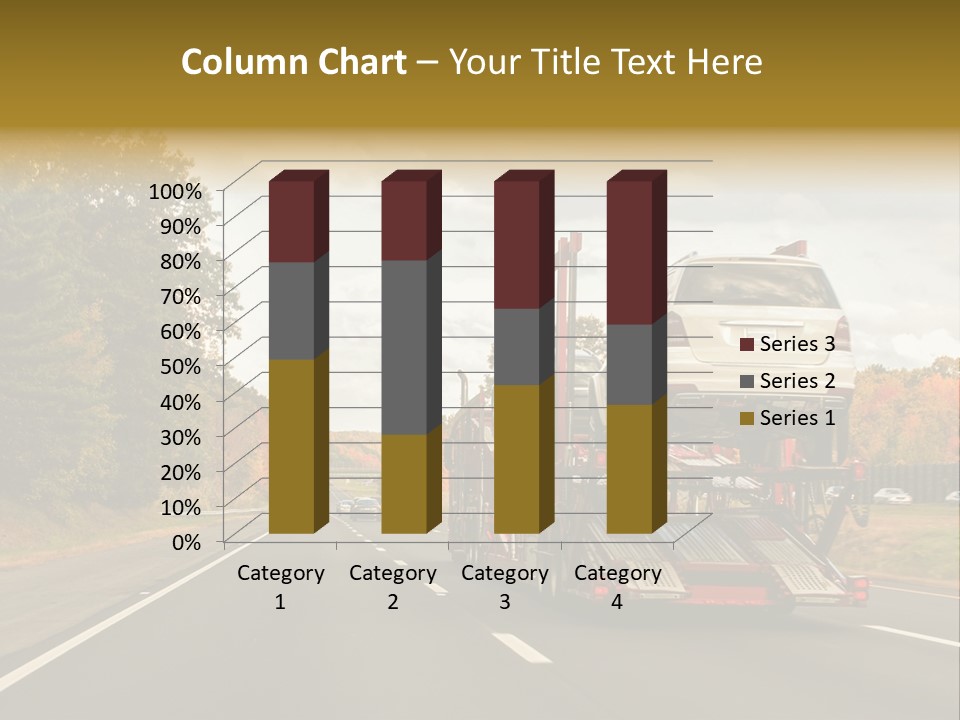 A Car Being Transported By A Truck On A Highway PowerPoint Template