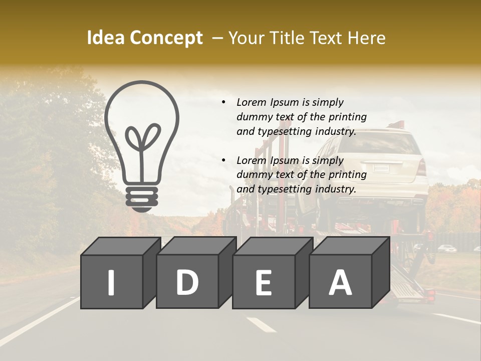 A Car Being Transported By A Truck On A Highway PowerPoint Template