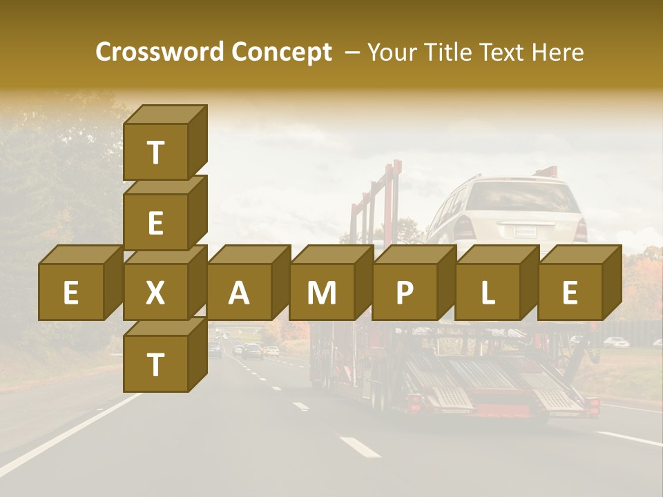 A Car Being Transported By A Truck On A Highway PowerPoint Template