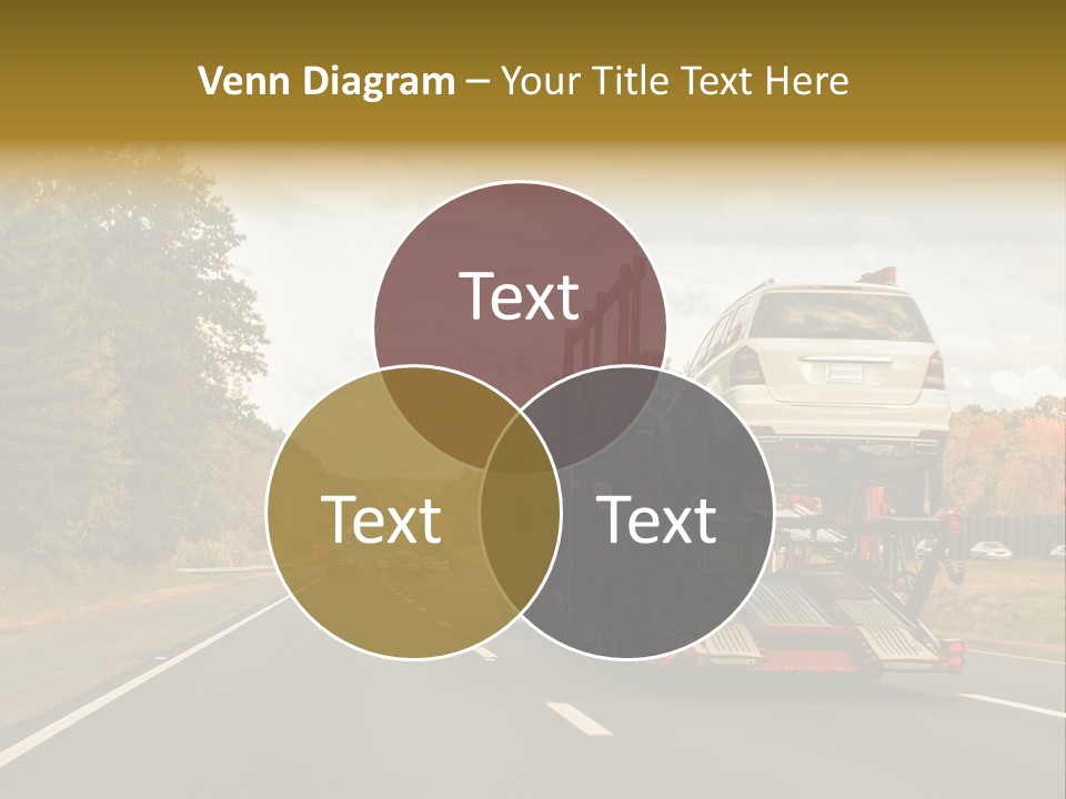 A Car Being Transported By A Truck On A Highway PowerPoint Template