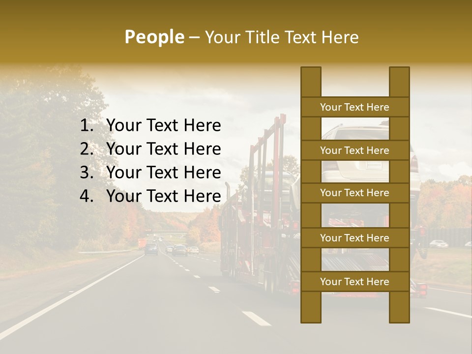 A Car Being Transported By A Truck On A Highway PowerPoint Template