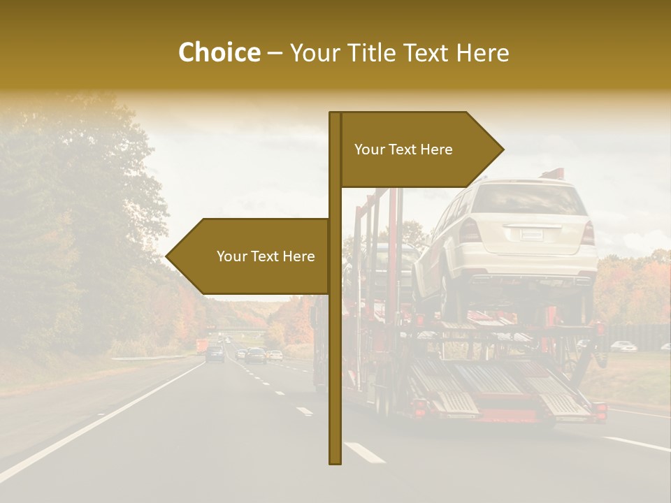 A Car Being Transported By A Truck On A Highway PowerPoint Template