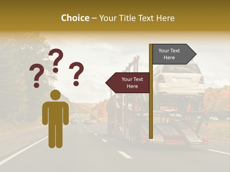 A Car Being Transported By A Truck On A Highway PowerPoint Template
