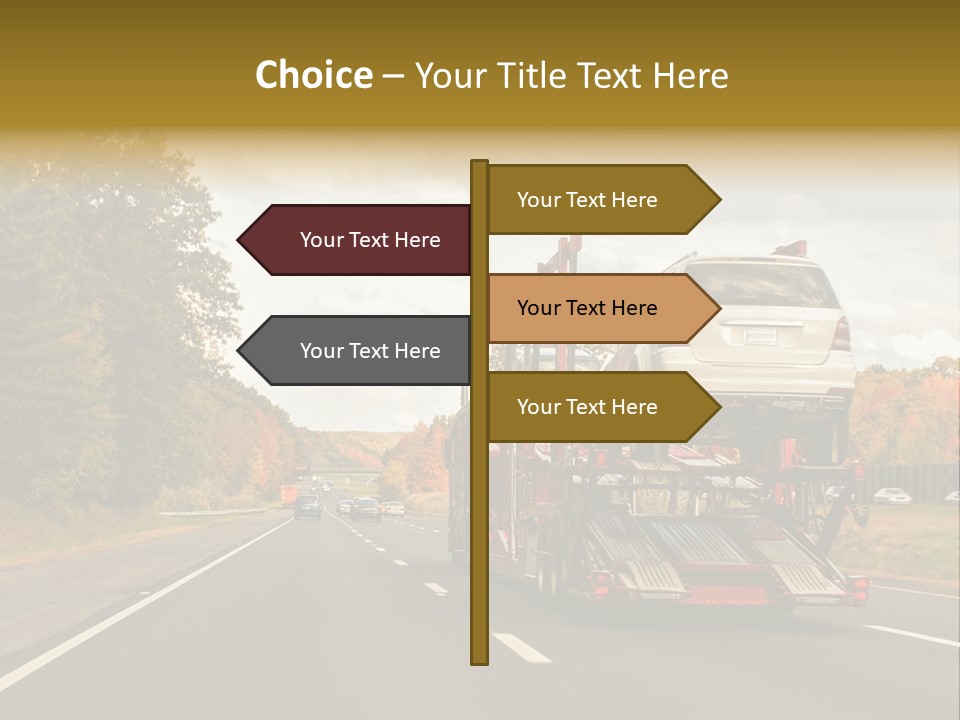 A Car Being Transported By A Truck On A Highway PowerPoint Template