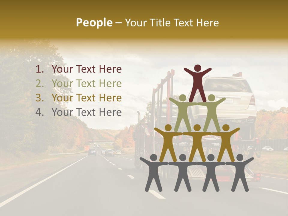 A Car Being Transported By A Truck On A Highway PowerPoint Template