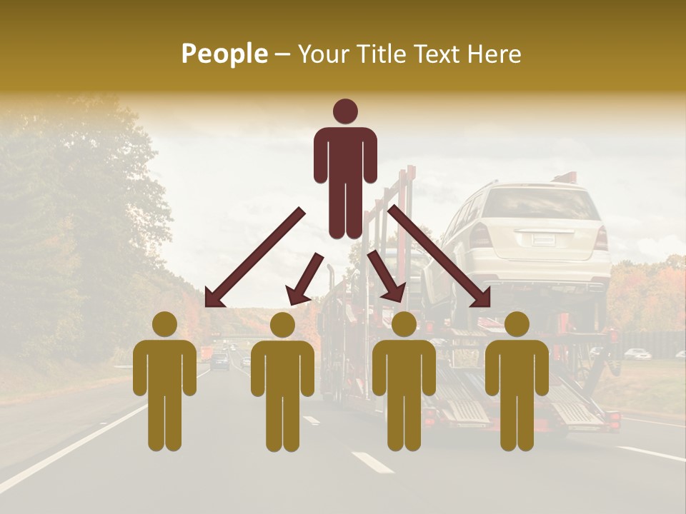 A Car Being Transported By A Truck On A Highway PowerPoint Template