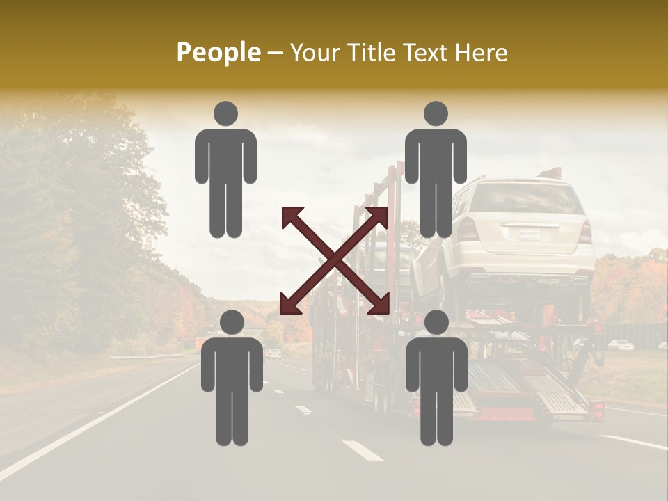 A Car Being Transported By A Truck On A Highway PowerPoint Template