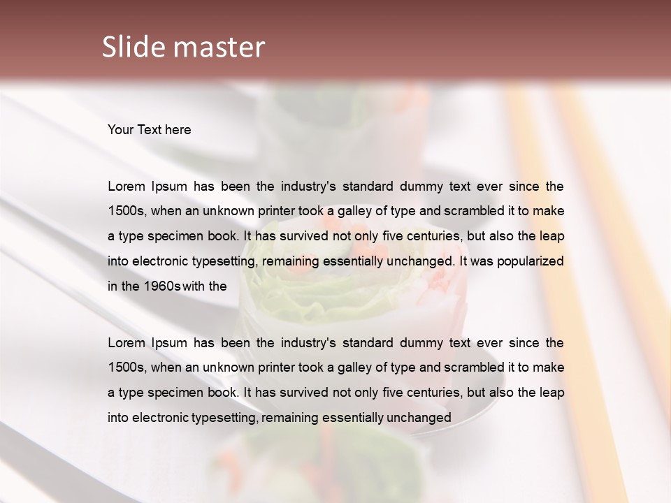 A Row Of Sushi On A Table With Chopsticks PowerPoint Template