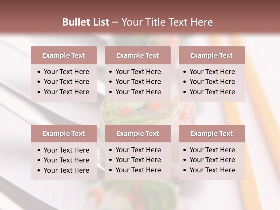 A Row Of Sushi On A Table With Chopsticks PowerPoint Template