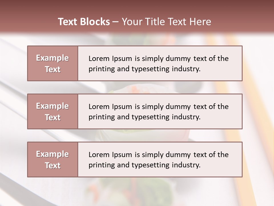 A Row Of Sushi On A Table With Chopsticks PowerPoint Template