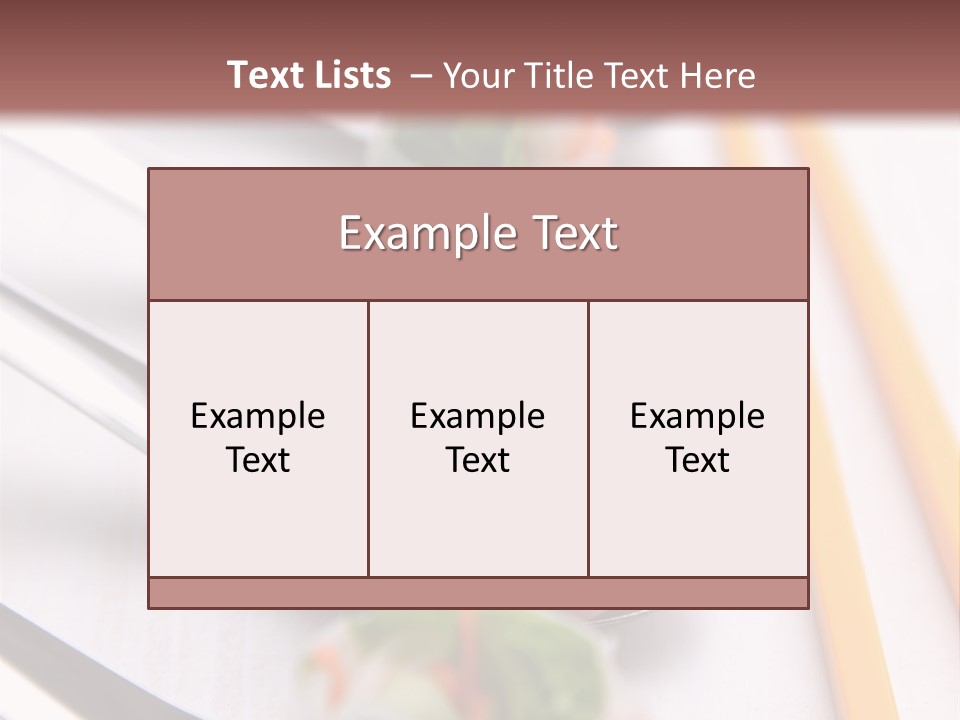 A Row Of Sushi On A Table With Chopsticks PowerPoint Template