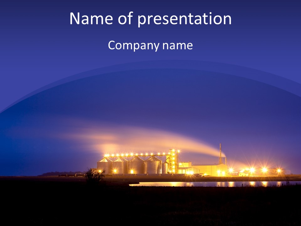 A Power Plant At Night Powerpoint Presentation Template PowerPoint Template