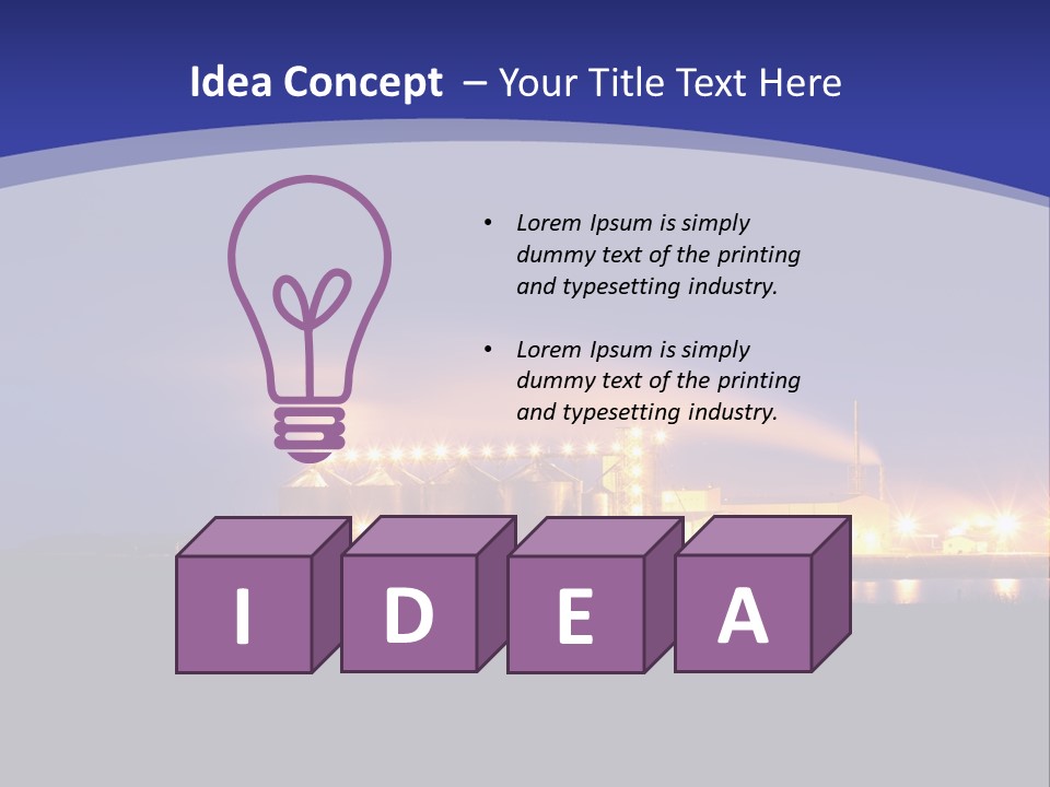 A Power Plant At Night Powerpoint Presentation Template PowerPoint Template