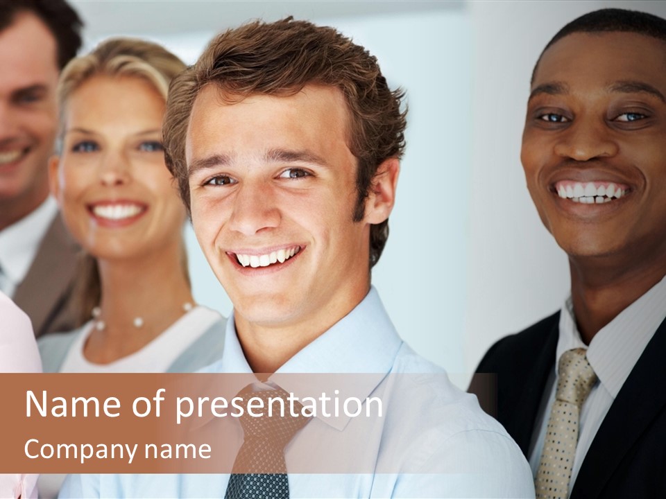 A Group Of Business People Are Smiling For The Camera PowerPoint Template