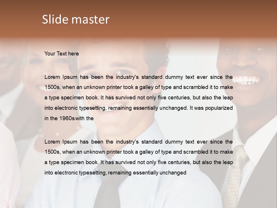 A Group Of Business People Are Smiling For The Camera PowerPoint Template