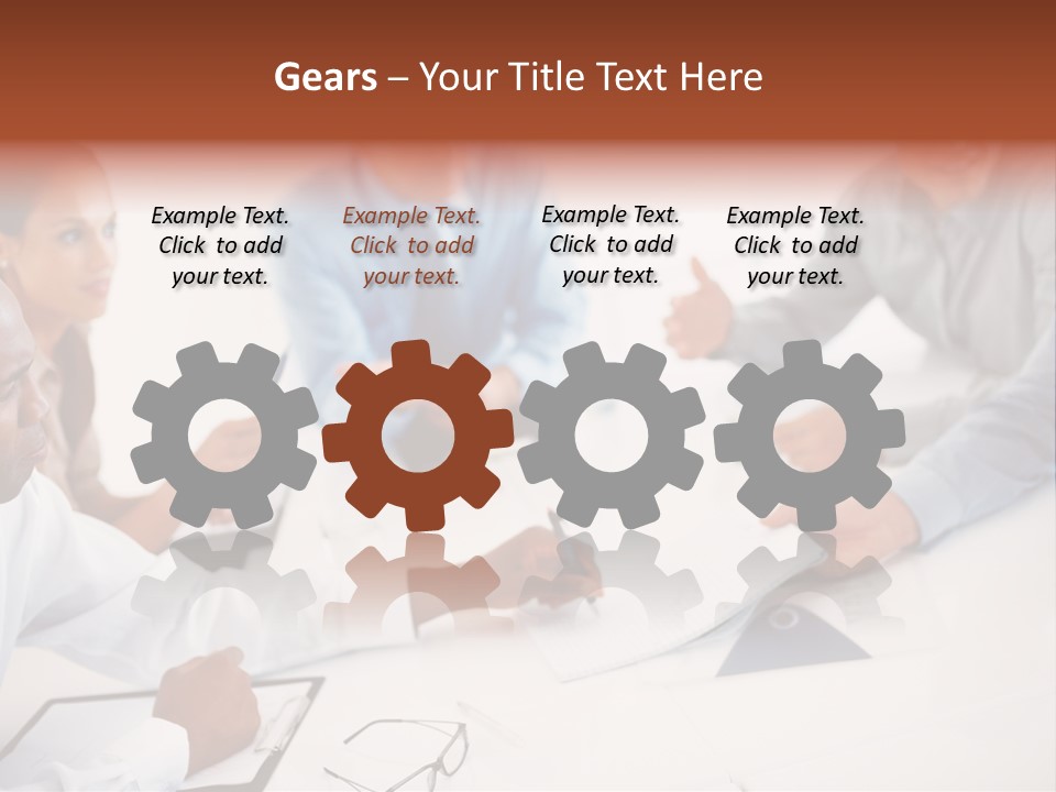 A Group Of People Sitting Around A Table PowerPoint Template