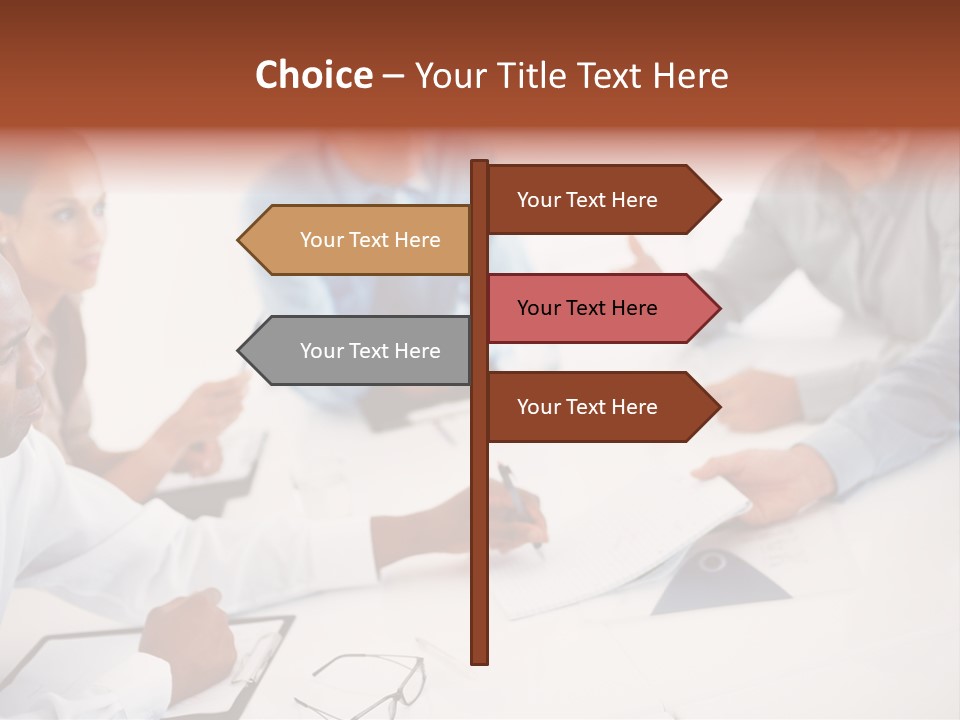 A Group Of People Sitting Around A Table PowerPoint Template