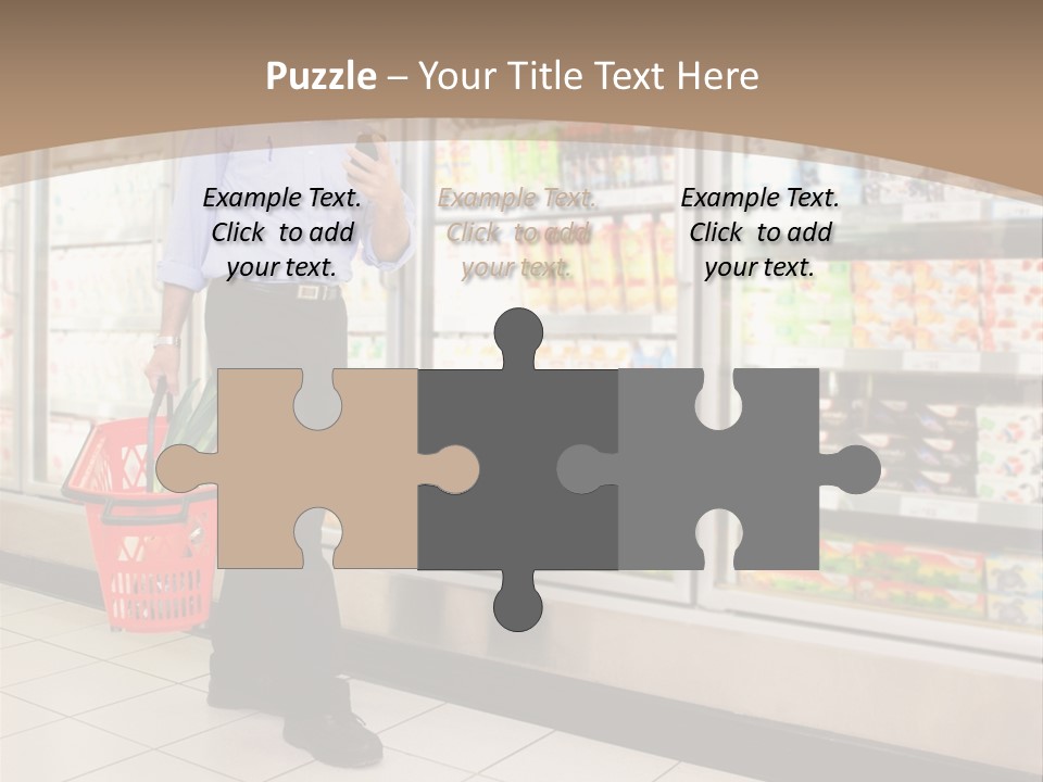 A Man Standing In Front Of A Refrigerator Holding A Shopping Bag PowerPoint Template